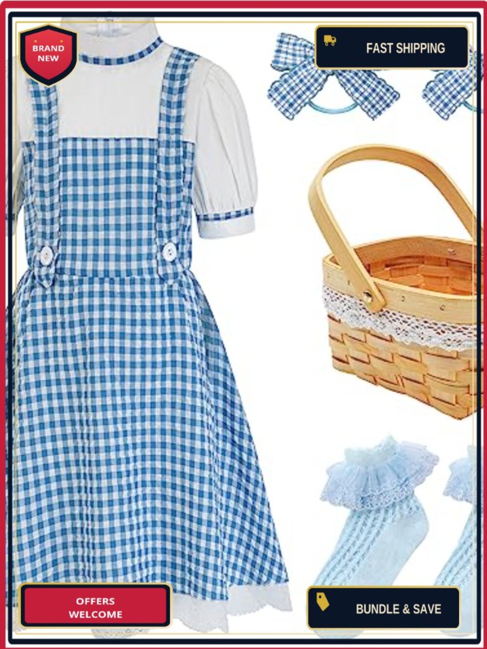 Girls Halloween Storybook Character Costume Set Dress Outfit Accessories